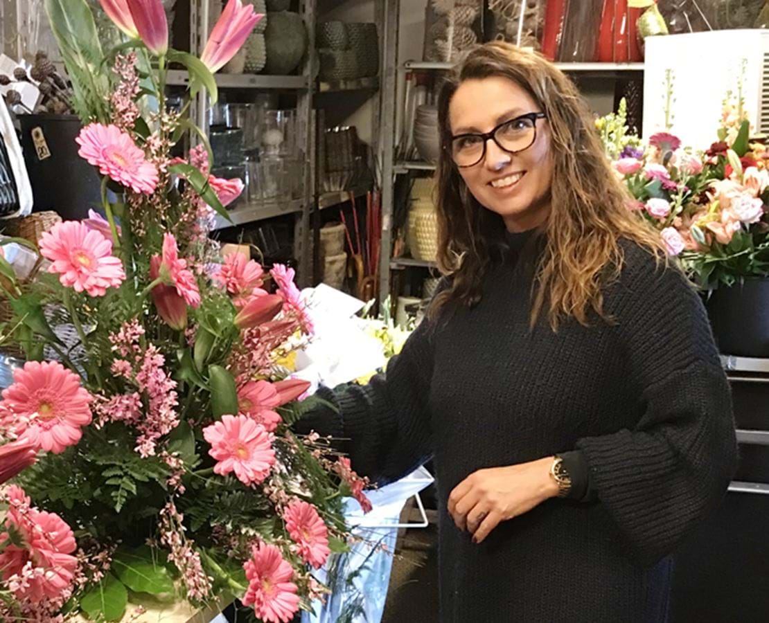 Blomsterbutik set fra gaden